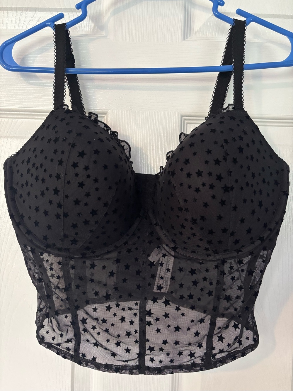 Victoria's Secret Black Star Mesh Longline Bustier
